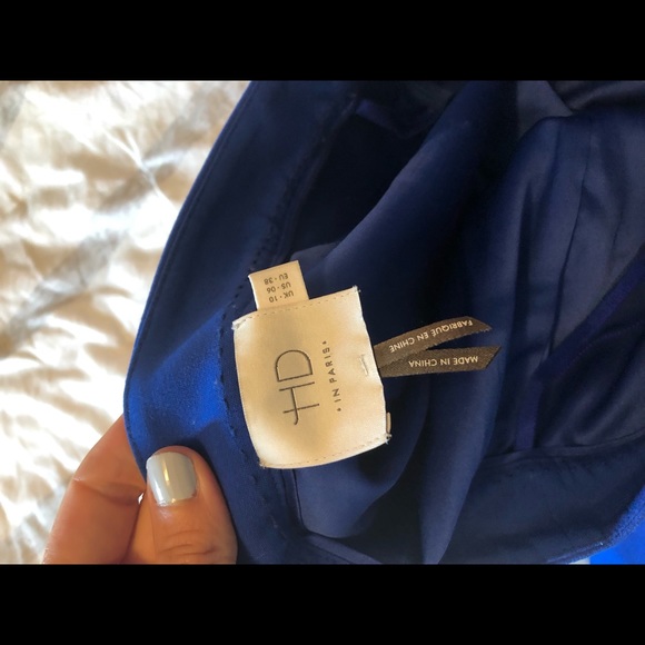 Blue pencil skirt with ruffle detail, like new. - Picture 2 of 2